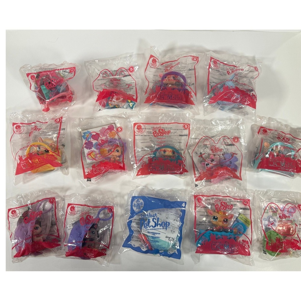 Littlest Pet Shop McDonalds Happy Meal Toy Lot 14 Figures 1 Open The Rest Sealed